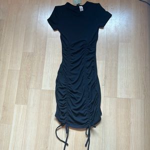 H&M Black Ruched Bodycon Dress